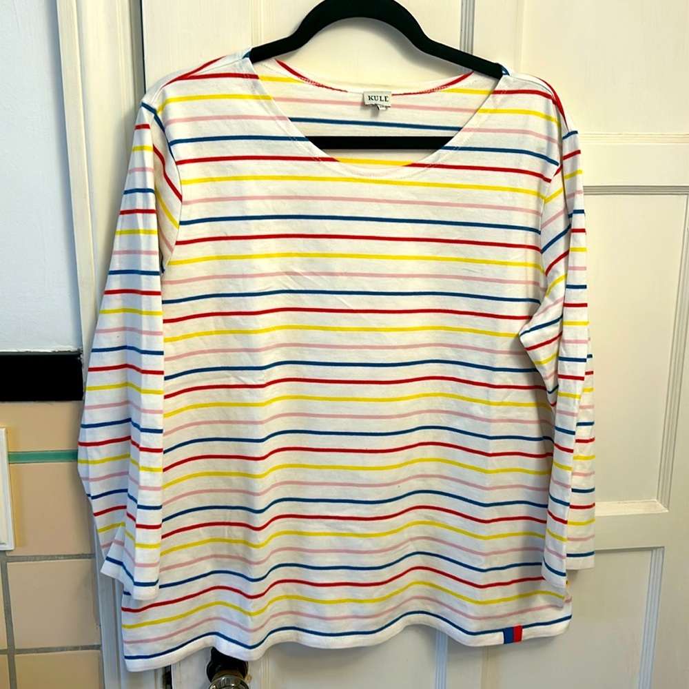 KULE The Classic 3/4 sleeve striped tee. XXL